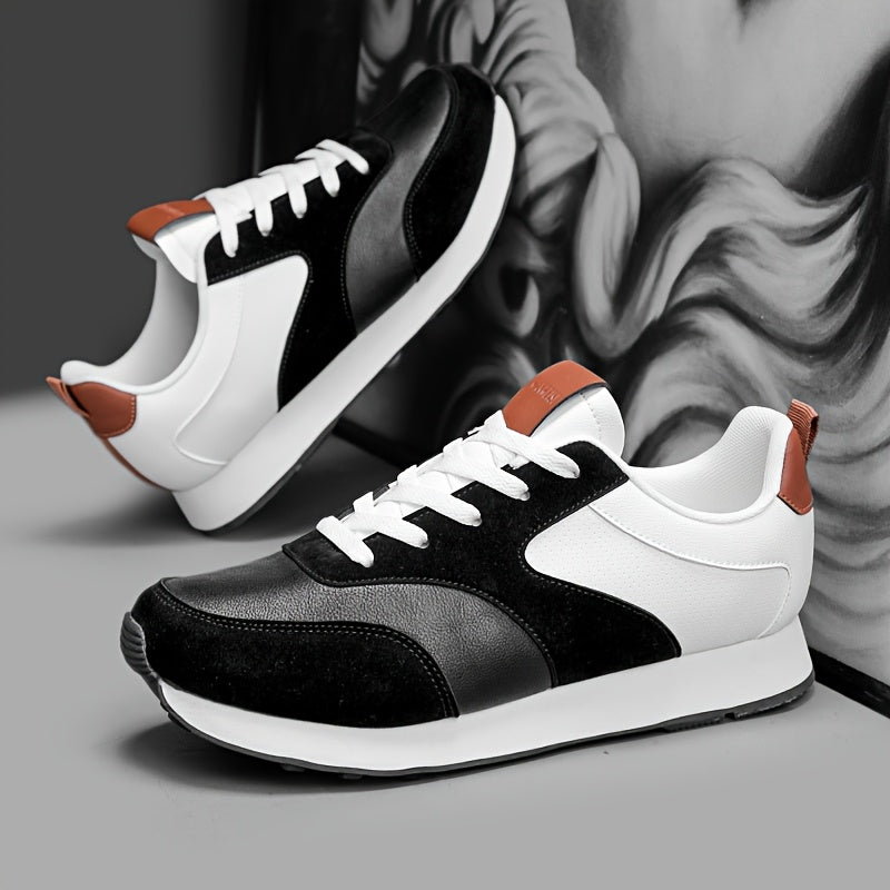 Men'S Breathable Athletic Sneakers - Lightweight, Soft, Non-Slip Running Shoes with EVA Sole for Sports, Travel & Casual Wear - White & Brown Two-Tone Design, Lace-Up Low Tops, All-Season Comfort, Sports Footwear, Sleek Sport