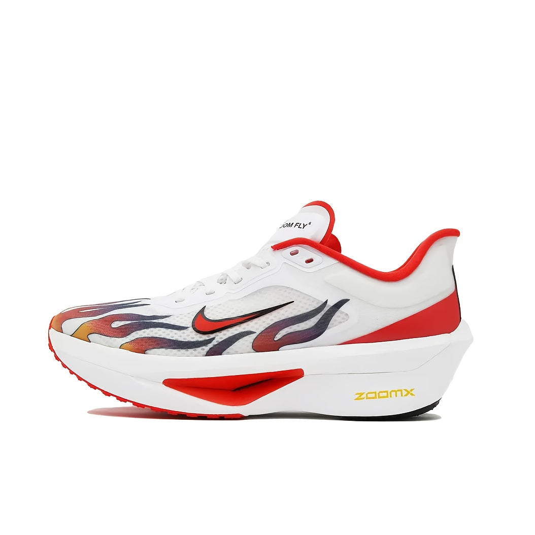 Nike Zoom Fly 6 Running Shoes - Lightweight Cushioned Athletic Sneakers with Zoom Air Technology, Low-Top Training Shoes for Men & Women, All-Season Gym, Marathon, Casual Attire - White/Red Colorway (HQ3498-100), Sneakers, Ma