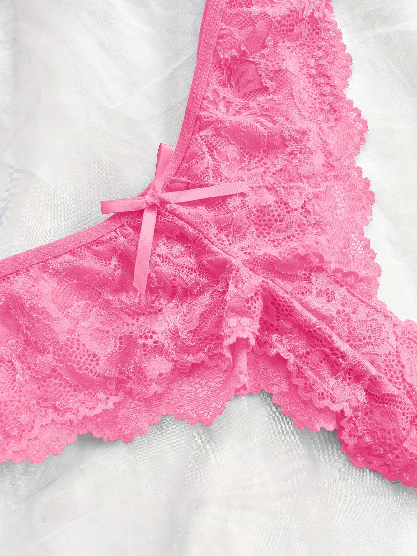 Sexy and Romantic Sleepwear Set, Solid Color Lace Camisole with Matching Panties, V-Neck Design Accentuating Elegant Neckline, Delicate Lace Pattern for Softness. Flared Hem and Ruffled Front Add Graceful Charm, Perfect for a
