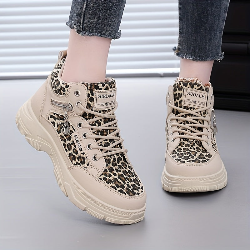 Women'S Stylish Leopard Print Sneakers - Casual, Versatile Walking Shoes for Outdoor and Fitness Activities, Lightweight and Comfortable, All-Season Use, Casual Walking Shoes | Leopard Print Sneakers | Comfortable Walking Sho
