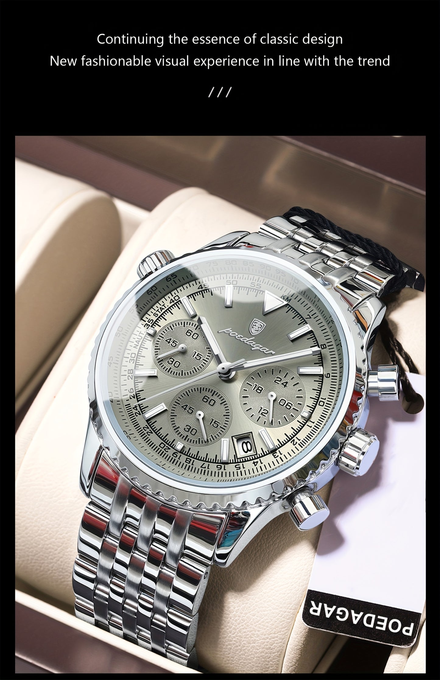 POEDAGAR New waterproof luminous calendar stainless steel ultra-thin Men's watch fashion students Korean business luxury youth chronograph quartz wristwatch., Perfect for Thanksgiving