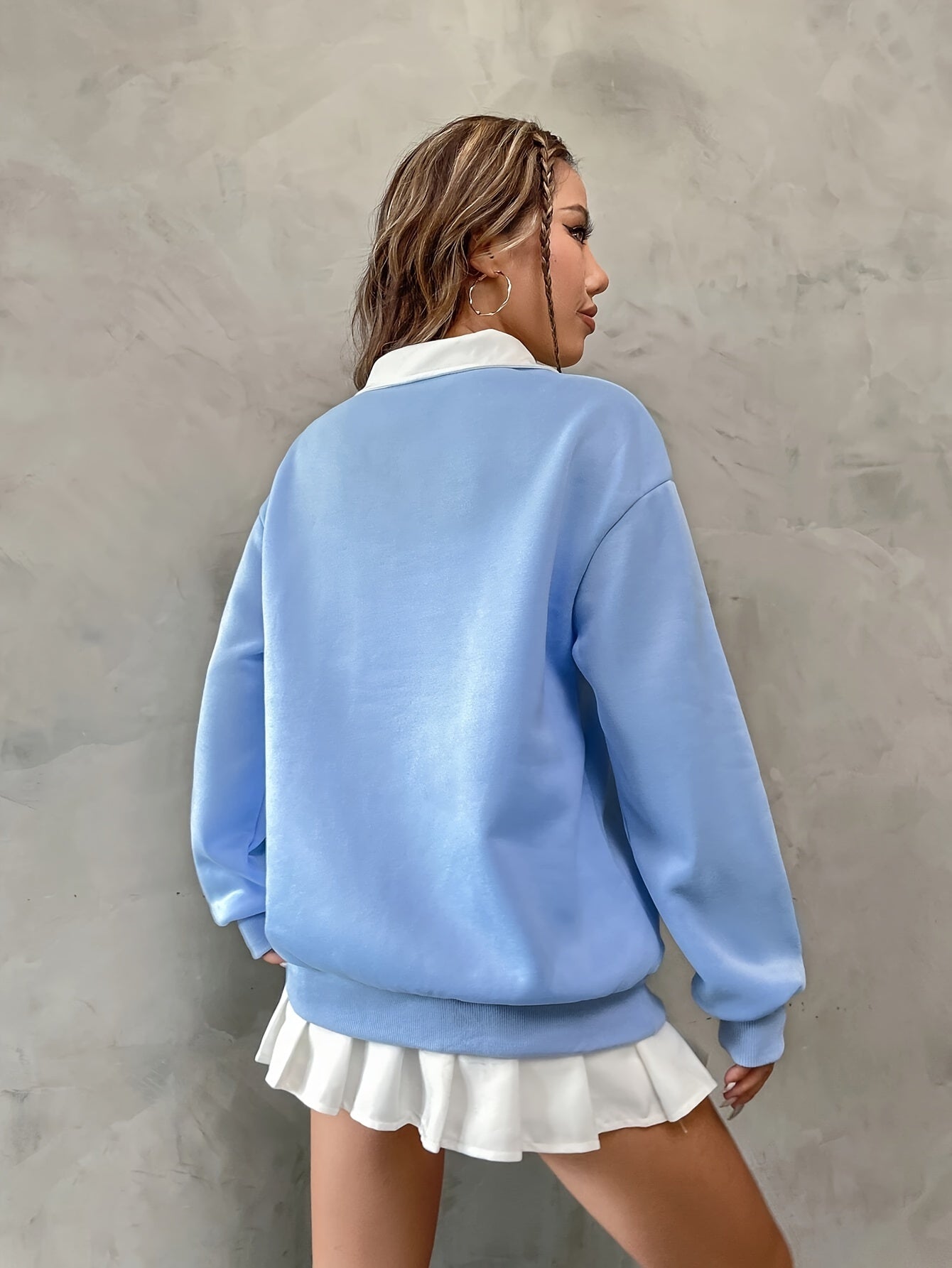 Women's Pullover, Polo Neck Design, Monogram Pattern, Suitable For Sports And Everyday