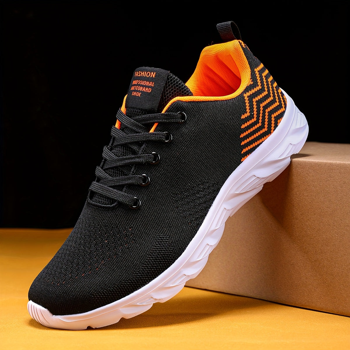 Men's Knitted Breathable Running Shoes, Lightweight Non-Slip Soft Sole, Comfortable for Outdoor Walking, Jogging, Fitness, Daily Activities, EVA Sole, Fabric Upper, Low-Top, Lace-Up Closure, Striped Pattern, All-Season Fashio