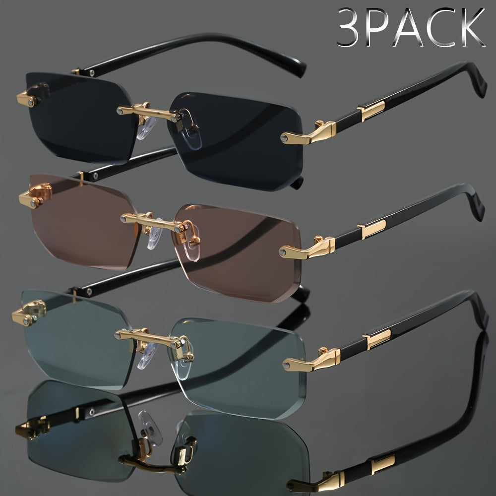 3pcs Retro Metal Classic Trendy Fashion Glasses for Graduation, Wedding, Summer Party, and Holiday Gifts - PC Lens & Frame, Full Frame, Decorative Style, Perfect for Casual Attire, Best for Christmas