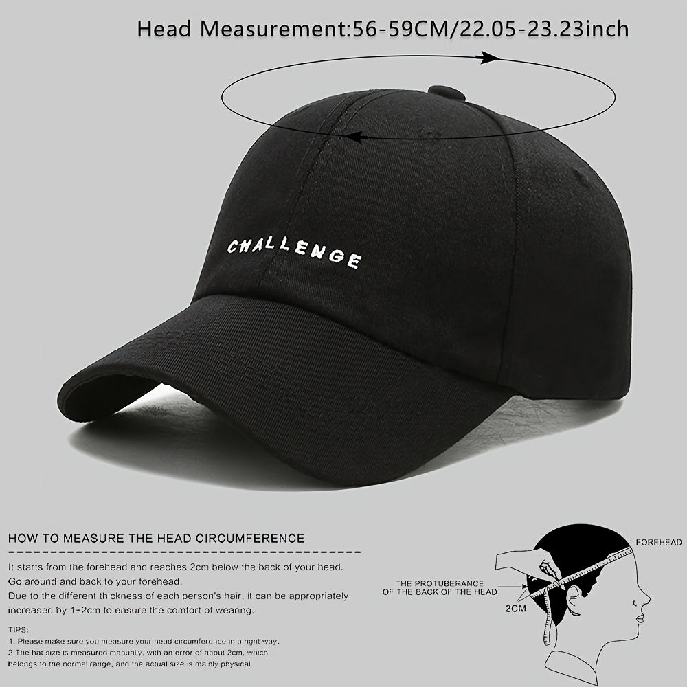 2pcs Adjustable Baseball Caps with "CHALLENGE" Embroidery - Lightweight, Breathable Polyester for Men & Women, Perfect for Outdoor Sports, Casual Wear & Holiday Gifts, Casual Headwear | Embroidered Cap | Durable Headgear