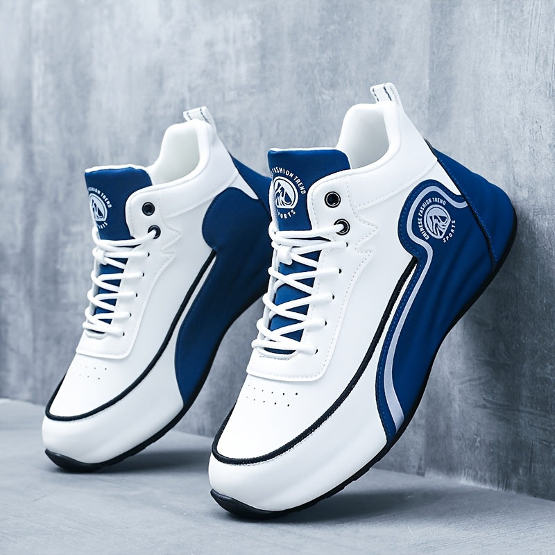 Men'S Fashion Classic Sneakers, Low Top Lace-up Athletic Shoes, Shock Absorbing Breathable Running Shoes, Durable Thick Sole Skateboard Shoes, Solid Color Graphic Design, Round Toe, Faux Upper/Sole, Fabric Inner, EVA Insole f