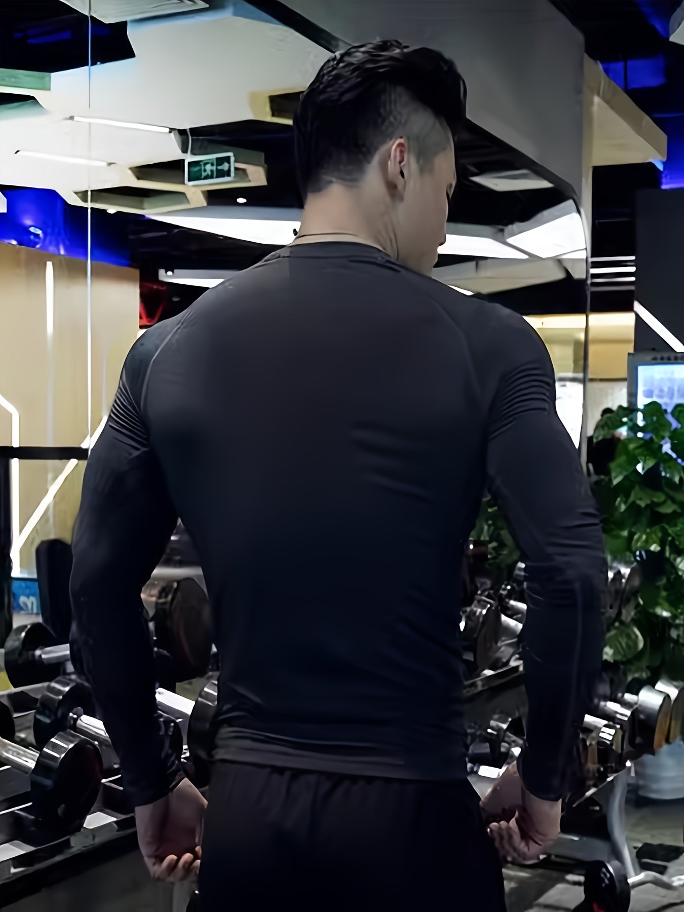 Elite Men's Long Sleeve Athletic Compression Shirt - Quick-Dry, Stretch Fabric, Round Neck, Solid White - Ideal for Gym, Running & Casual Home Wear - Machine Washable, Gym Clothes