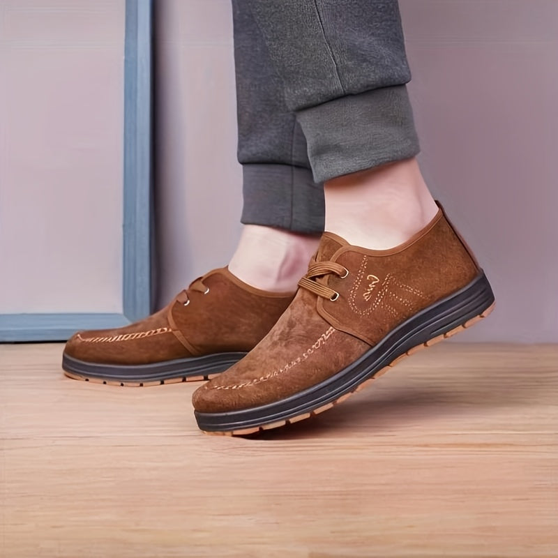 Men'S Soft Sole Slip-On Loafers - Brown Fabric Upper with Rubber Sole, Comfortable Casual Shoes for Casual Attire, Casual Footwear | Slipon Design | Comfortable Footwear