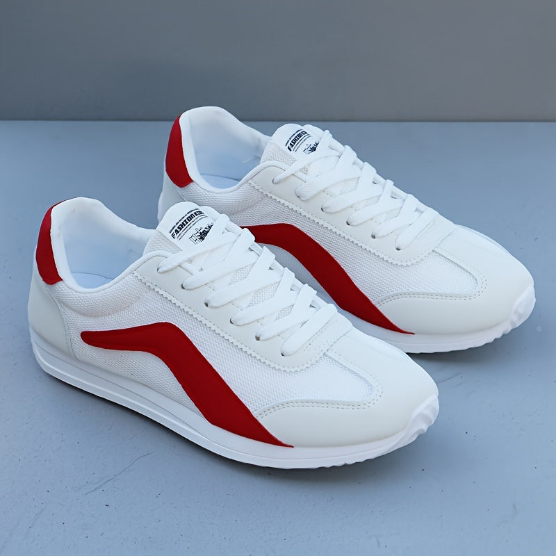 Fashion Sneakers Men'S Breathable Mesh Casual Sports Running Shoes - Striped Low Top Lace-Up Round Toe Comfort Footwear for All Seasons - PVC Sole, Fabric Insole, Everyday & Athletic Use