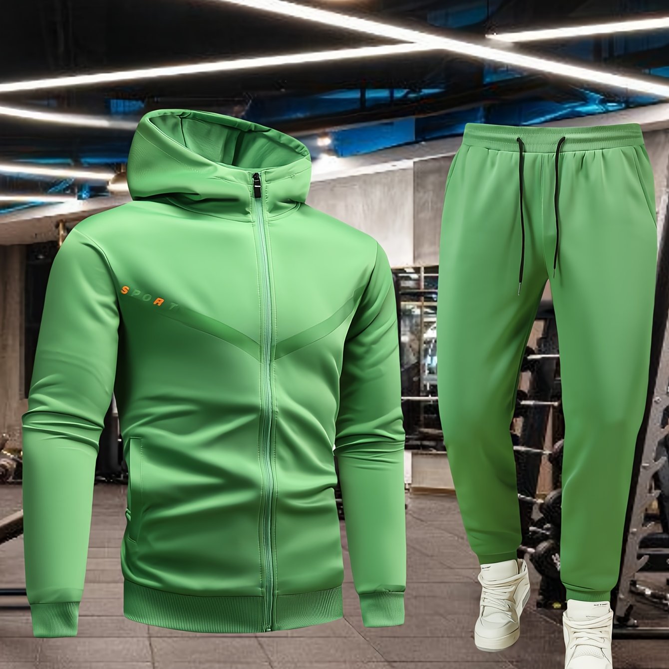 Men'S Sports Casual Suit, Spring and Autumn Hooded Cardigan Sweatshirt Set, Outdoor Sports Running Wear Fitness Home Clothes High-Quality Two-Piece Men'S Top and Bottom Outfit