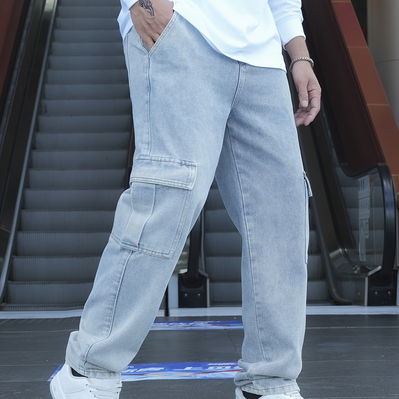 Men's Classic Blue Denim Jeans - 80%, Regular Fit, Machine Washable, Solid Color, All-Season Casual Wear, Comfortable Denim | Relaxed Fit Jeans | Textured Denim Pants