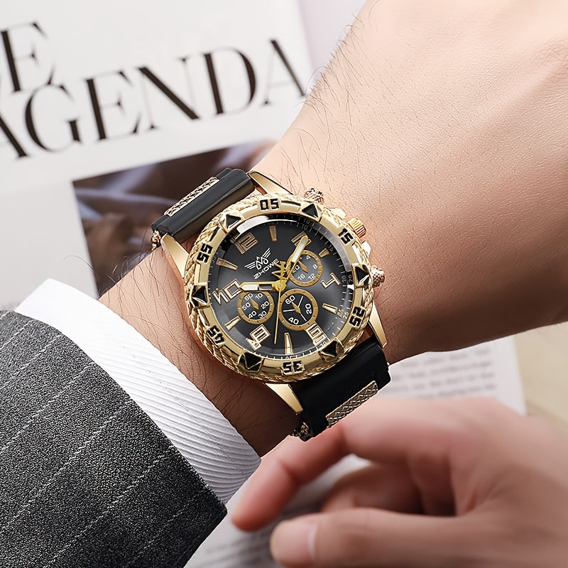 A Luxurious Set of 6pcs for Men Including Stylish Watches, a Hair Clipper, Wallet, Glasses, Keychain, And Greeting Card, Perfect for Parties And Holiday Gifts.