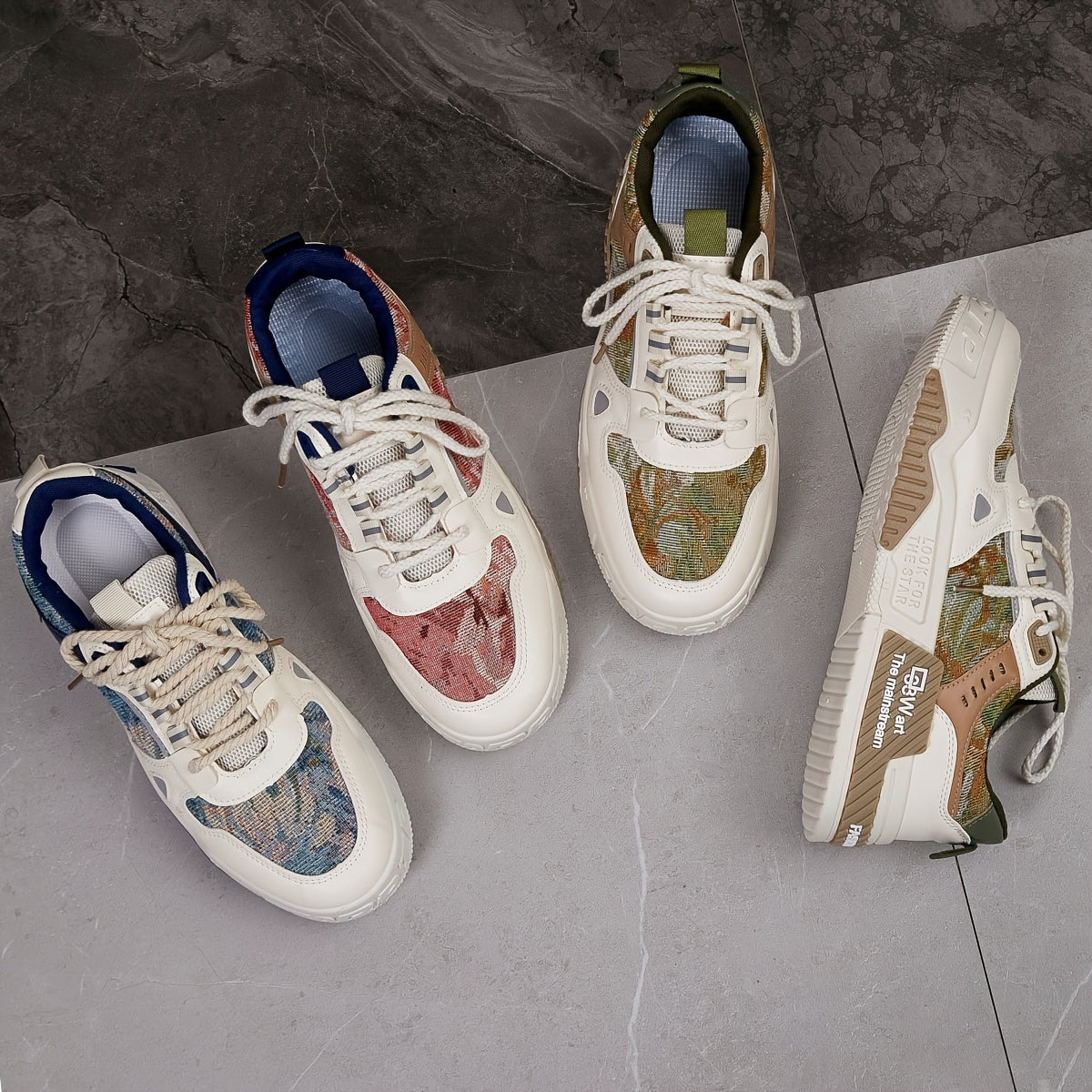 Men's Trendy All-Season Sneakers - Breathable, Non-Slip Casual & Sport Shoes with Thick Platform Sole, Lace-Up Design, Fashion Sneakers