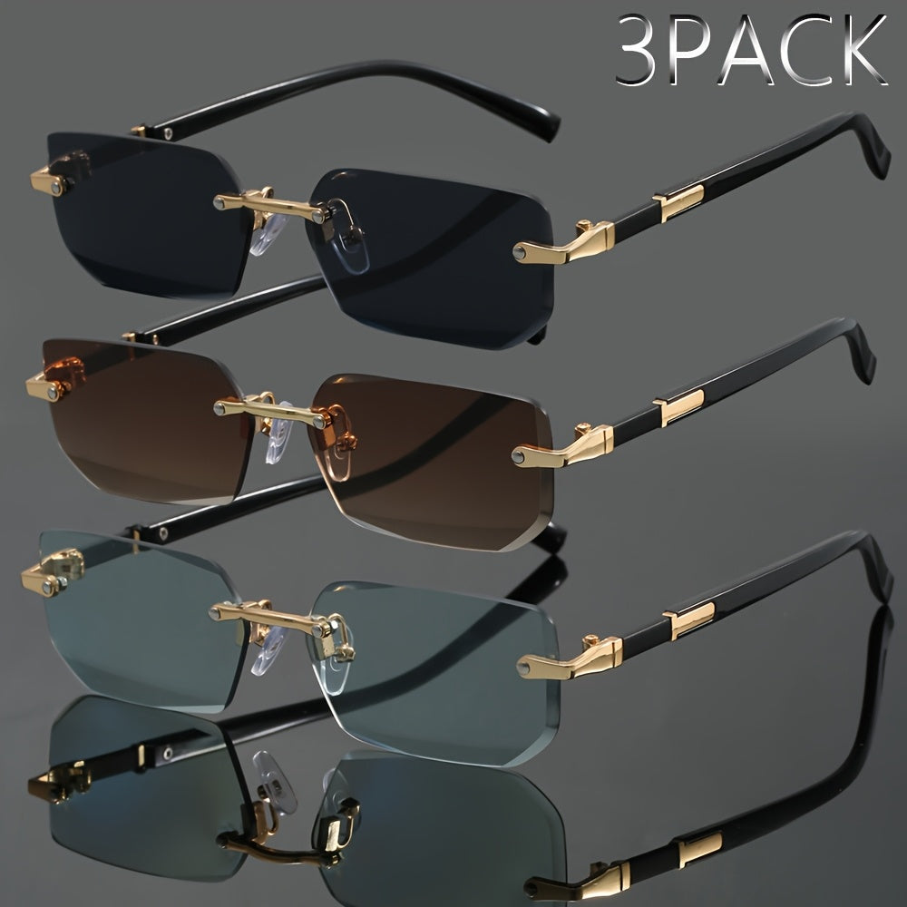 3pcs Retro Metal Classic Trendy Fashion Glasses for Graduation, Wedding, Summer Party, and Holiday Gifts - PC Lens & Frame, Full Frame, Decorative Style, Perfect for Casual Attire, Best for Christmas