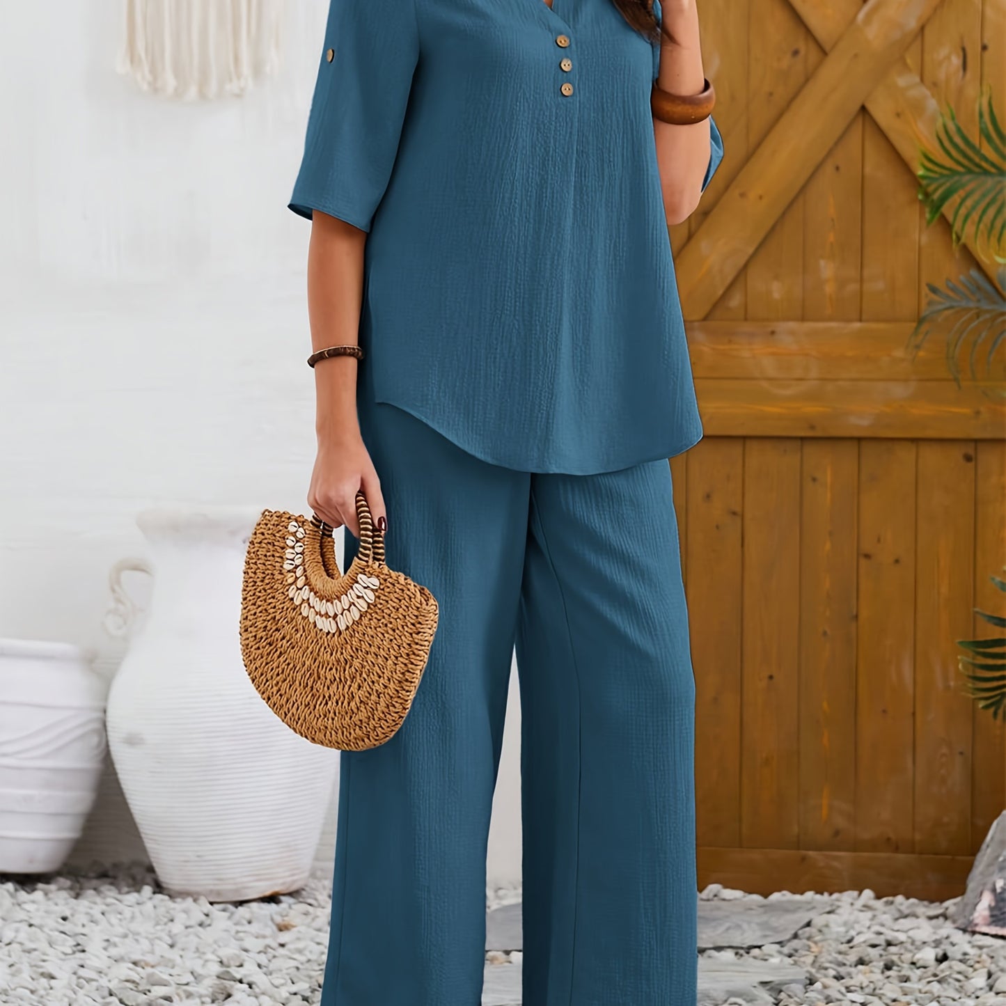 Women's V-Neck Casual Two-Piece Set