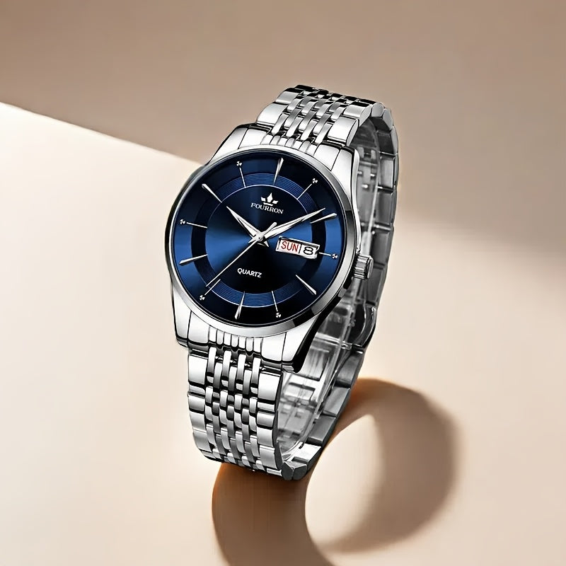 A New Stainless Steel Men's Quartz Watch With A Calendar And Luminous Function, A Fashionable Wristwatch, A Gift For Relatives And Friends' Birthdays Or Holidays, A Brand With An Electronic Movement, A Fully Automatic Busines