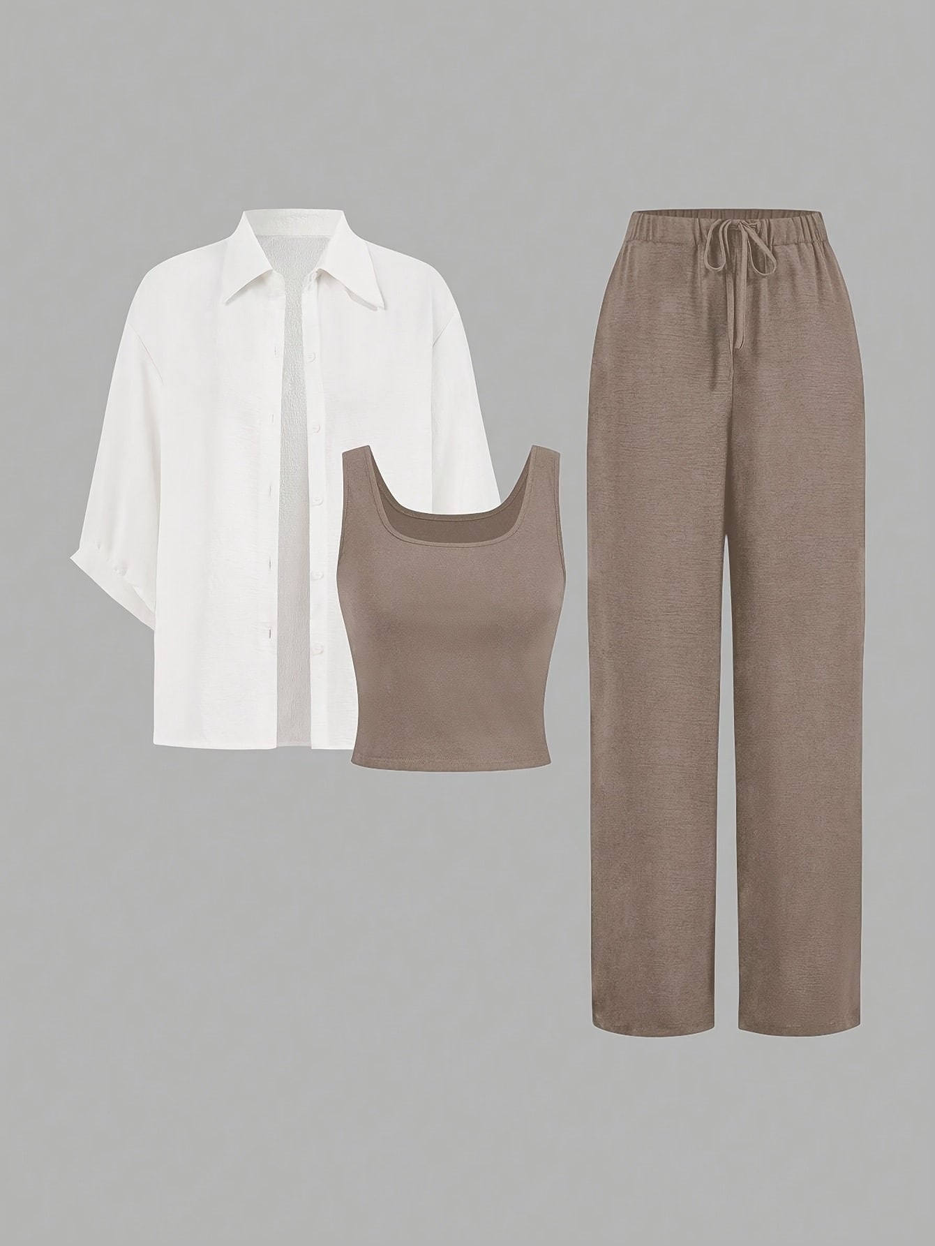 3pcs Summer Women's Casual Vest Shirt and Pants Set