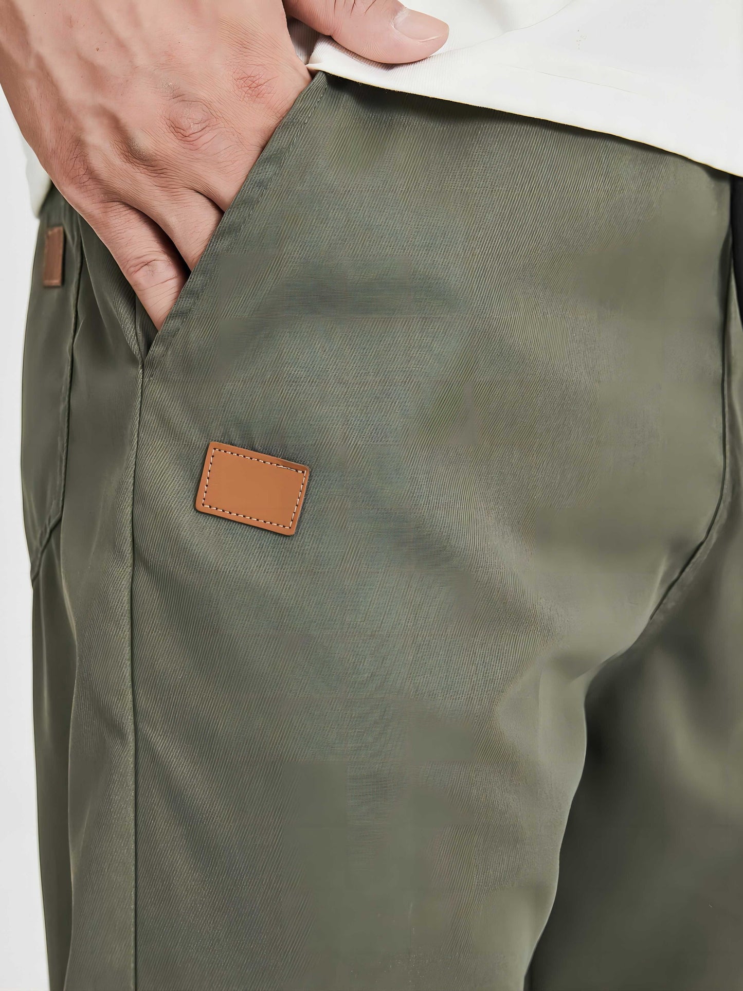 Men's Solid Color Drawstring Cargo Pants - Casual, Loose Fit with Multiple Pockets, Machine Washable