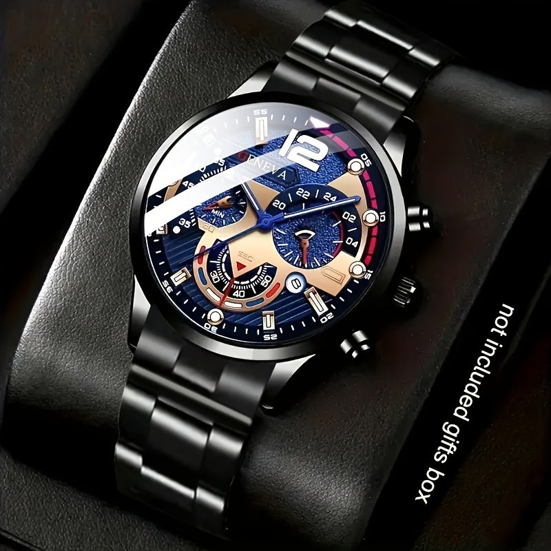 A Stylish And Casual Men's Watch With A Round Dial And Quartz Movement