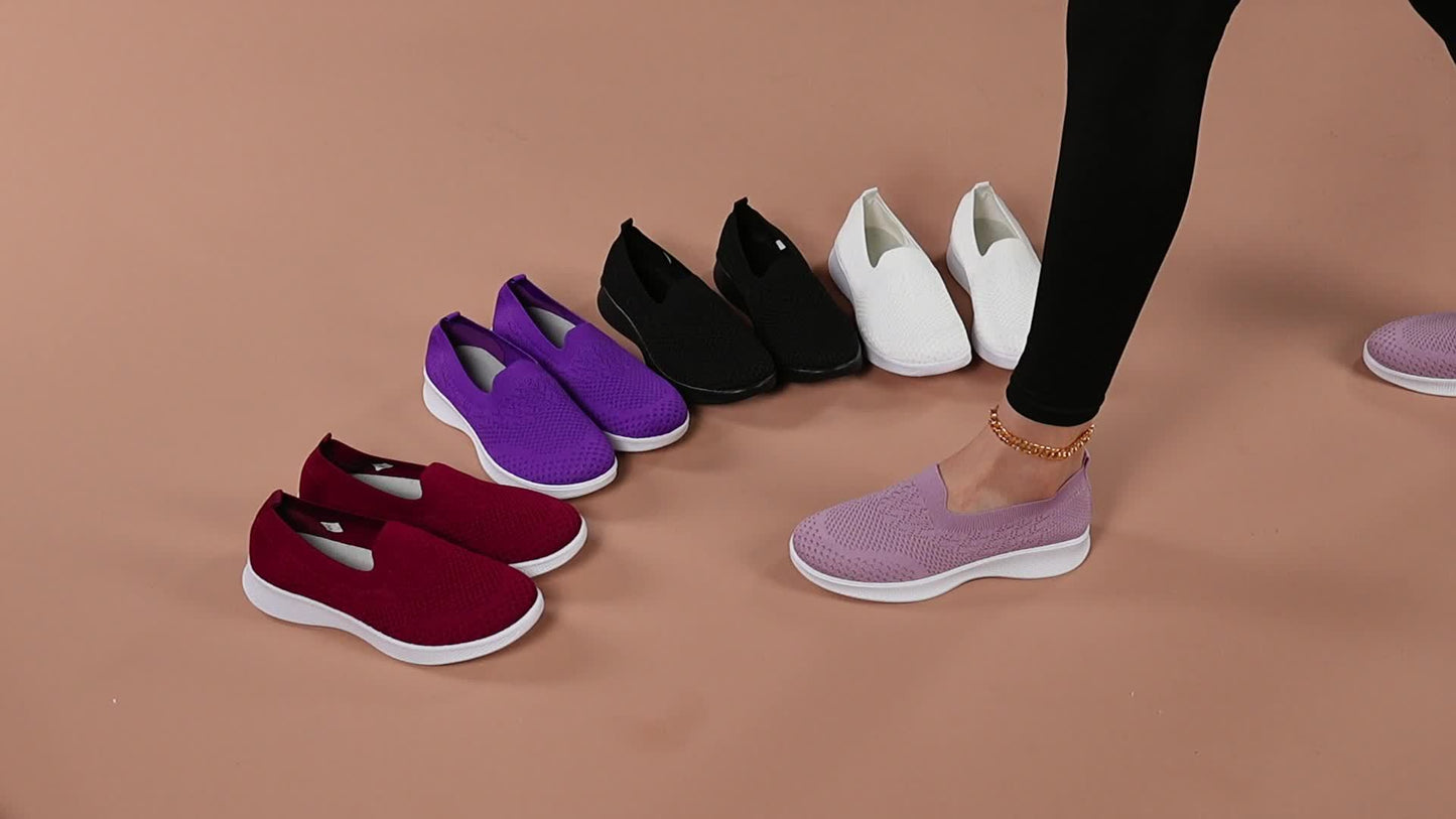 Women's Casual Slip-On Sneakers, Breathable Mesh Lightweight Flat Shoes For Work, Versatile Low-Top Sports Shoes Plus Size