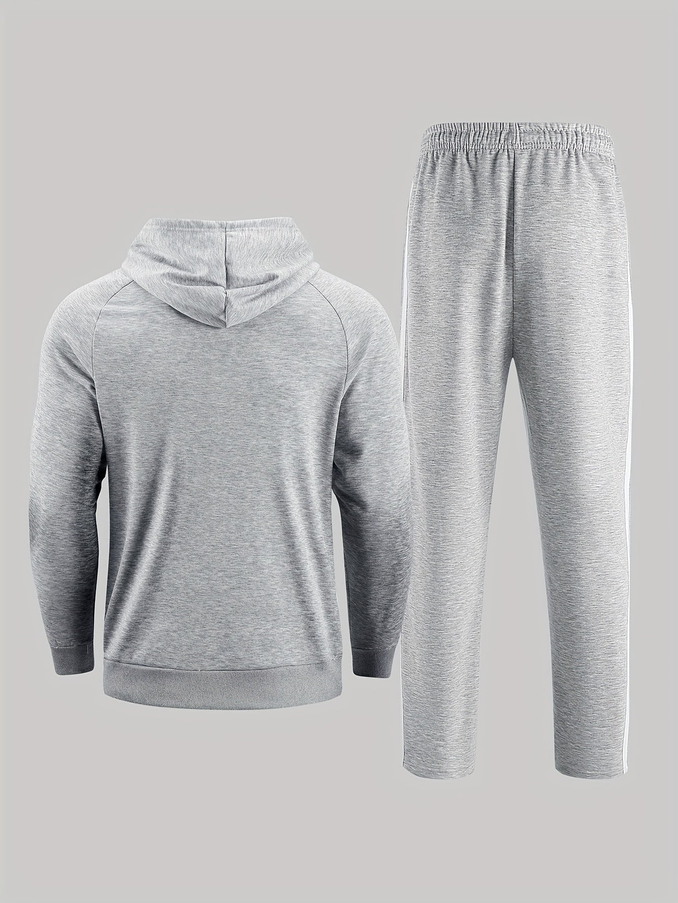 A Set of Two Men'S Casual Sports Outfits, Featuring a Striped Design with Moderately Soft Fabric, Suitable for Outdoor Running And Fitness Activities in All Seasons.