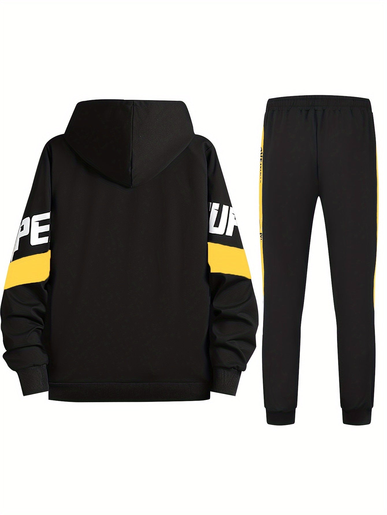 Classic Men's Athletic 2Pcs Tracksuit Set Casual Full-Zip Sweatsuits Long Sleeve Hoodie And Jogging Pants Set For Gym Workout Running