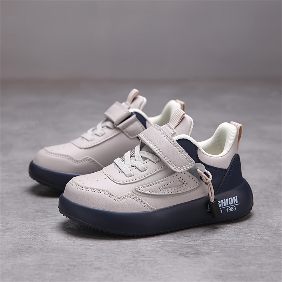 Boys' Lightweight EVA Soft Sole Sneakers with Closure - Breathable Fabric Lining, Low-Top Casual Shoes for Running, Hiking & Outdoor Activities, White & Navy Blue, Boy Sneakers, Running Footwear, Vintage Style, Durable Constr