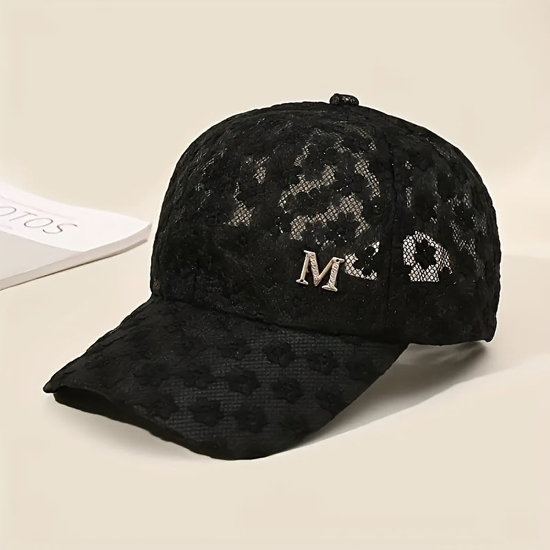 Adjustable Outdoor Casual Hat Breathable Hollow-Out Duckbill Cap Korean Style Summer Lace Flower Baseball Cap Fashion Versatile Sporty Hat Suitable for men and women.