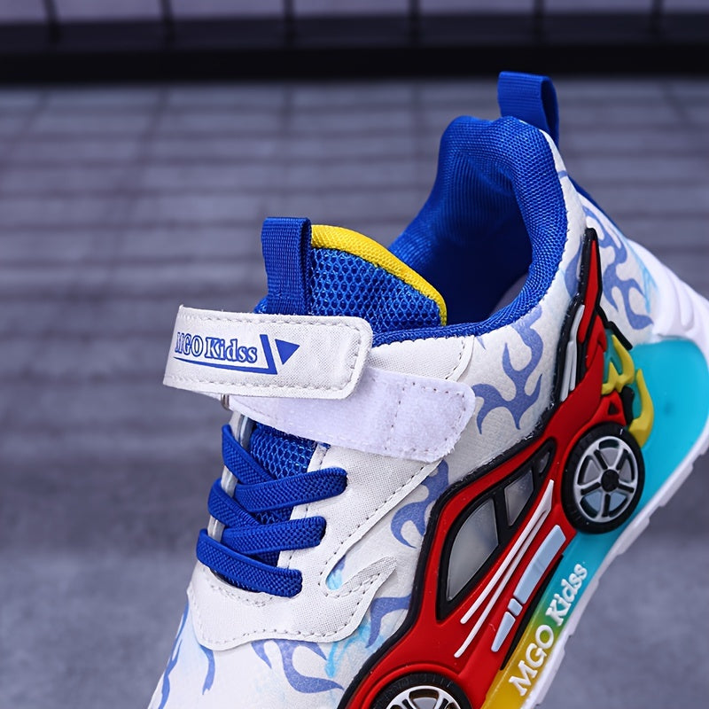 2024 Fall New Youngsters' Boys' Sports Shoes with Cartoon Flashing Lights - Youngsters' Light-Up Running Shoes, Thin, LED, for Ages 1-3-6, PVC Sole, EVA Insole, Hook & Loop Closure, Perfect for Casual Wear