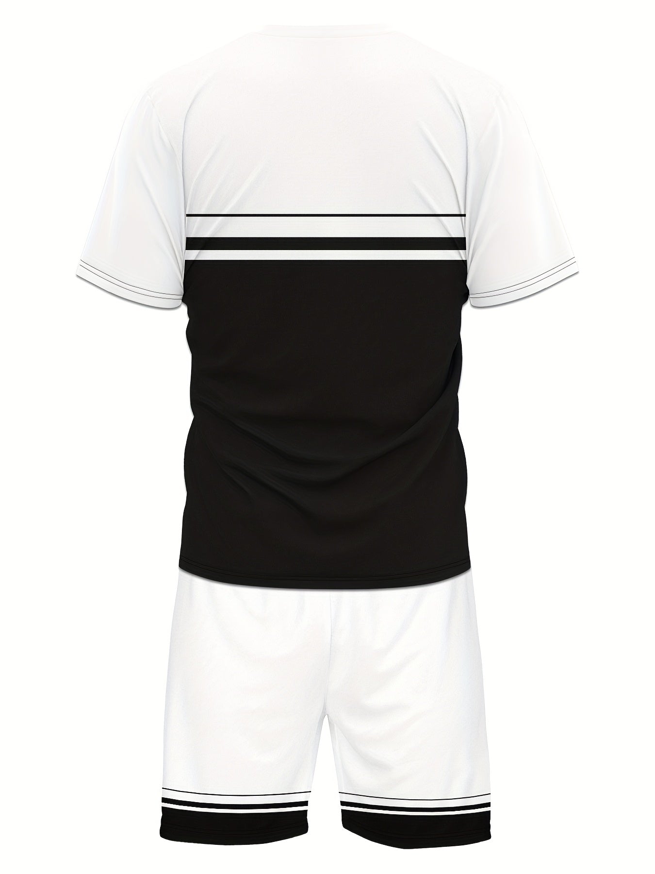 Men'S Casual "Milano Italia" Graphic Tee & Shorts Set - Black & White, Breathable Summer Outfit with Drawstring Waist, Comfortable for Casual Attire, Casual Attire|Italianinspired Design|Stretchy Fabric