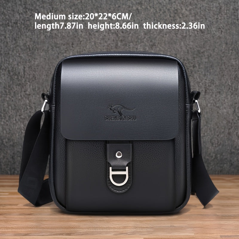 Men'S Stylish Brown Crossbody Bag with Adjustable Strap - Large Capacity, Multi-Compartment Design, Perfect for Commuting, Travel, and Everyday Use, Travel Bag
