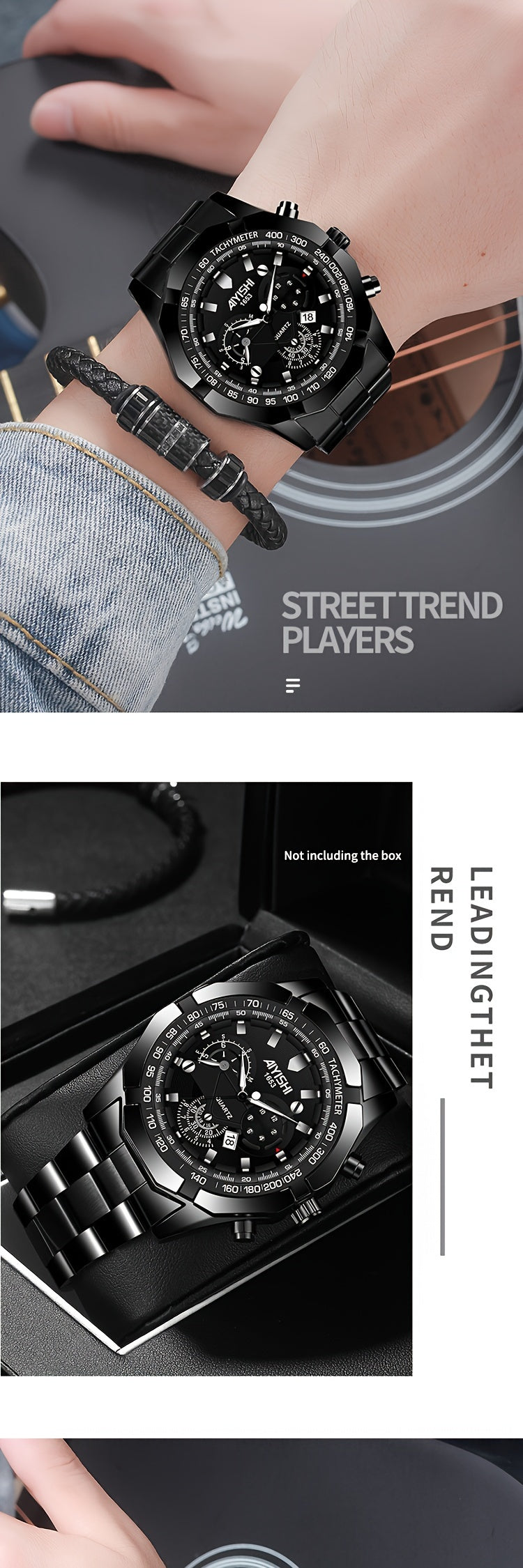 AIYISHI Men's Luxury Business Quartz Watch | | Luminous Hands & Markers | Date Display | Zinc Alloy Case and Band | Analog Dial with Subdials | Ideal for Professional Gifting