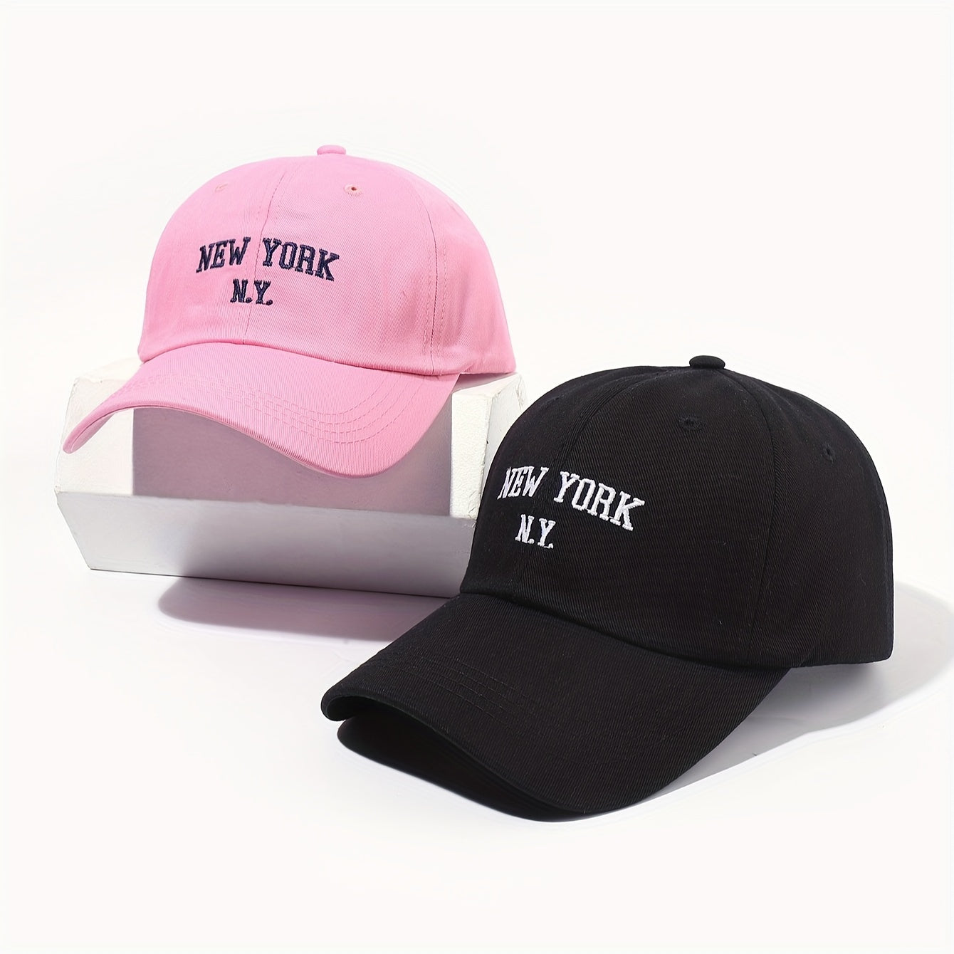 2pcs NEW YORK N.Y. Embroidered Baseball Cap Set, Suitable For Outdoor Leisure Vacation