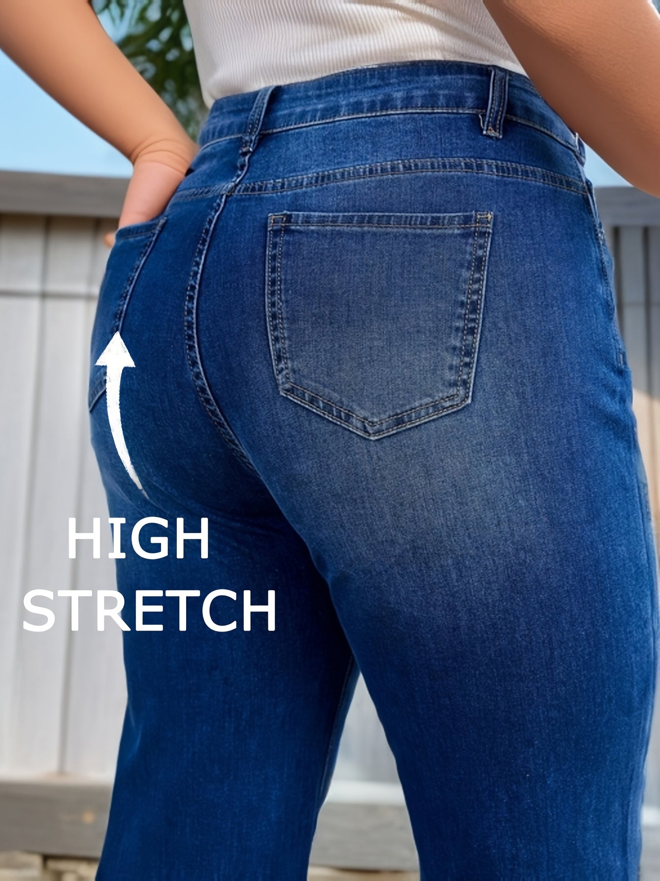 Women's Plus Solid Casual Straight Leg Jean Pants