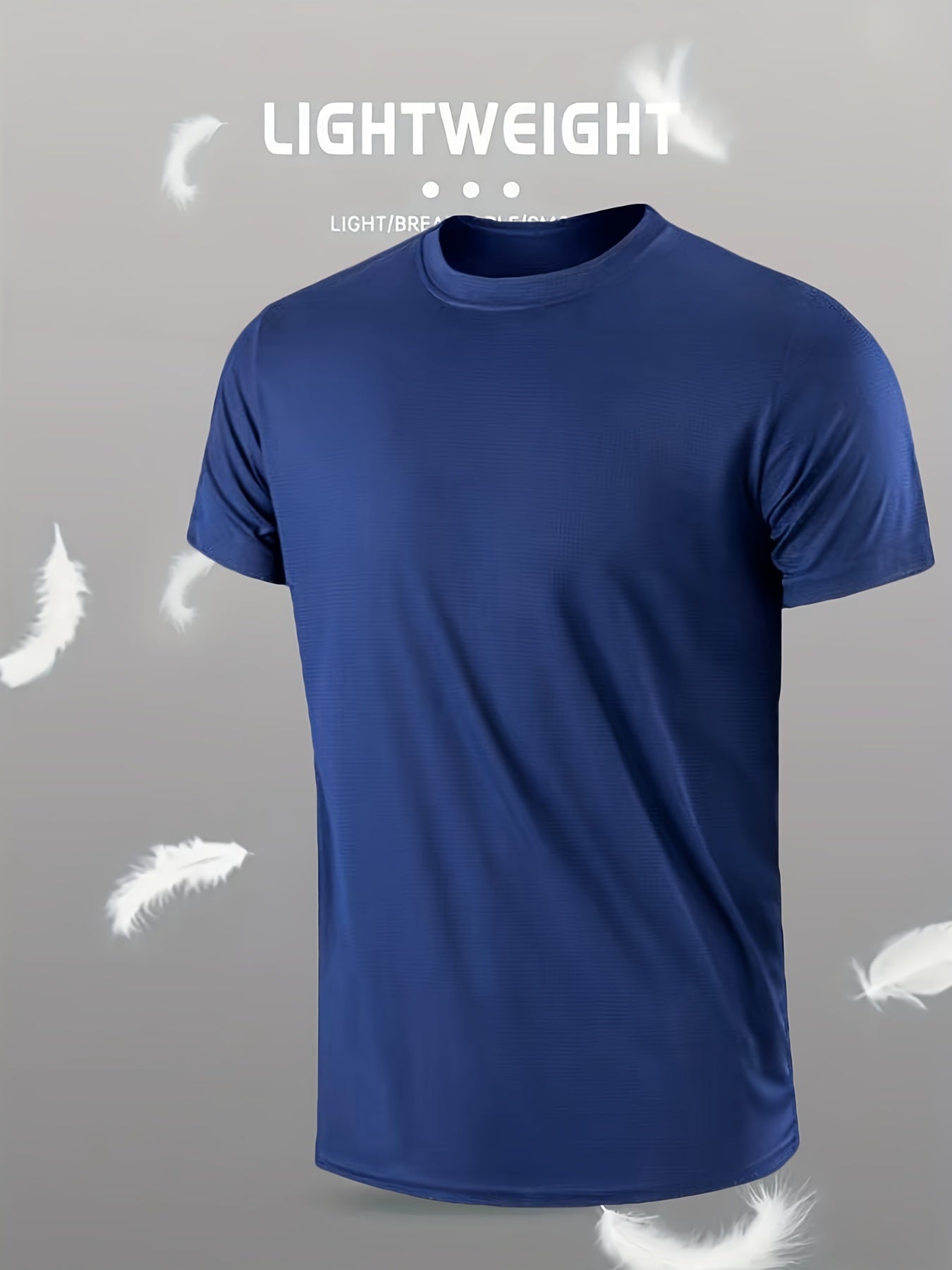 Men's Lightweight Sports T-Shirt - 100% Polyester, Moisture-Wicking, Breathable, Smooth Fabric, Round Neck, Short Sleeve, for Sports, Training, Casual, Party, Beach, Night Out - Unisex-Adult