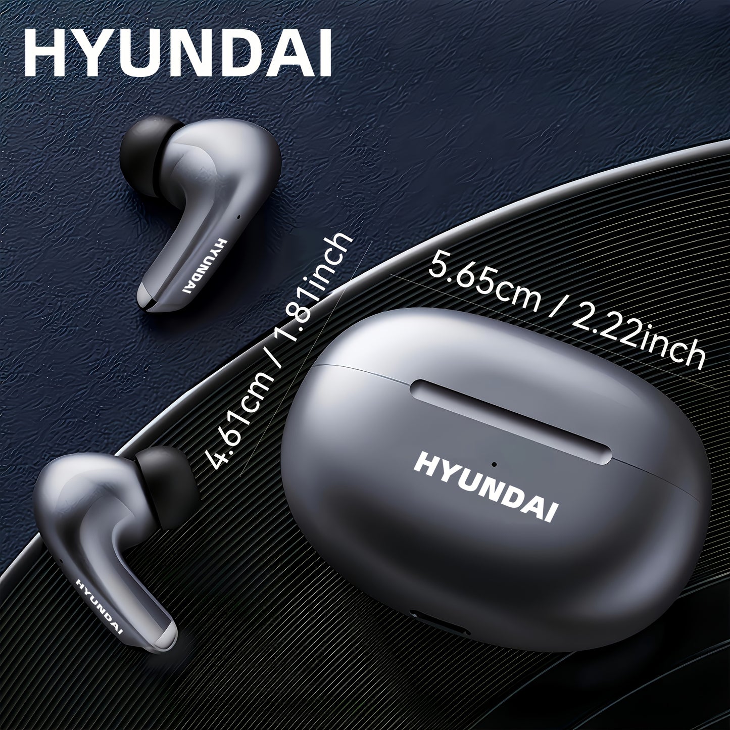 HYUNDAI 2024 Earbuds - High-Resolution Sound Quality, Dual AAC & SBC Decoding, New 5.3 Chip for Enhanced Connectivity, Intelligent Noise Cancellation, Smart Control, Comfortable Fit, Long Battery Life, Auto-Pairing, and Clear