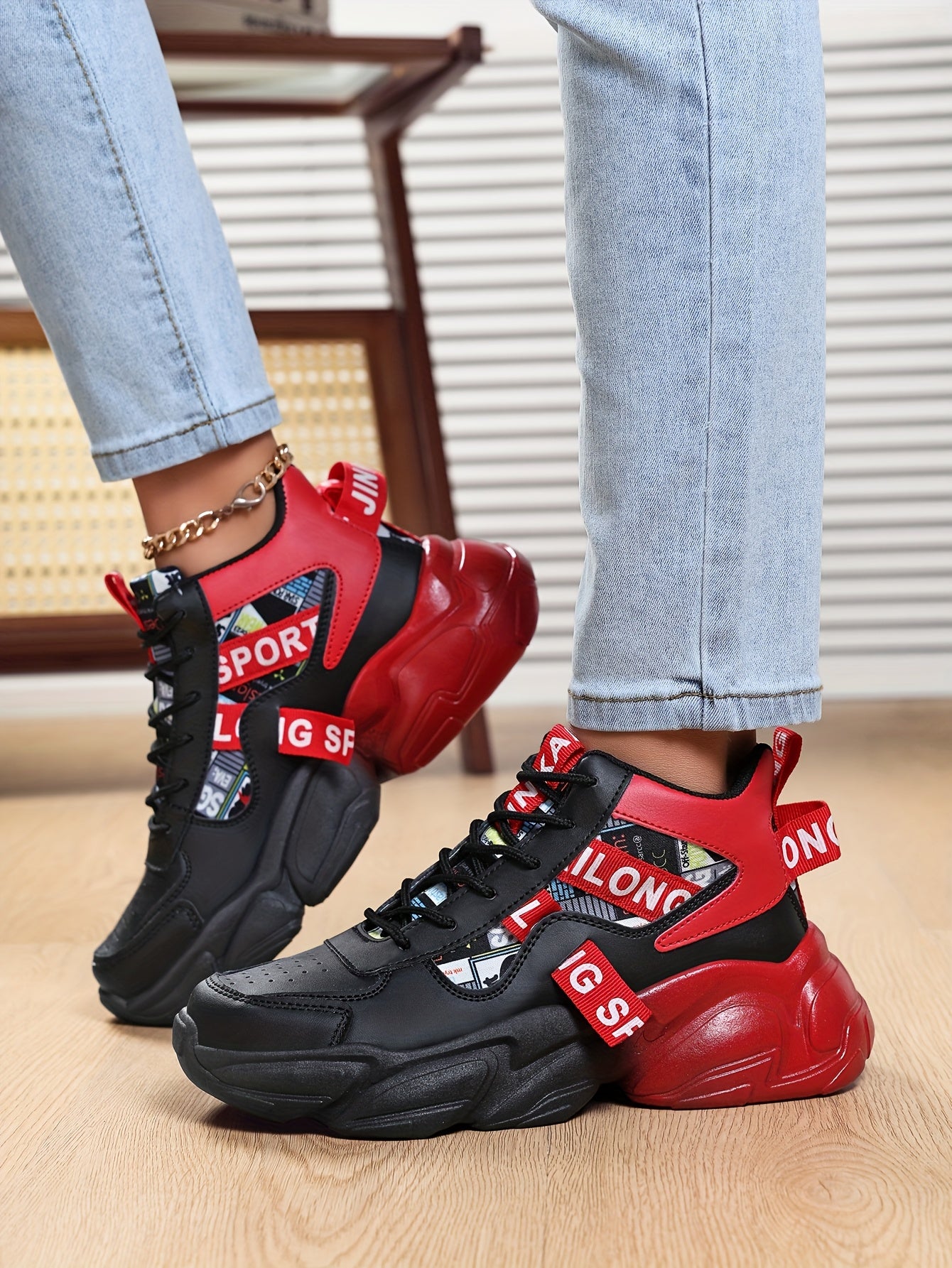 Women'S High-Top Plaid Skate Sneakers - Lightweight, Non-Slip, Shock-Absorbing Sneakers with EVA Sole, Synthetic Faux Leather Upper & Fabric Lining for All-Season Sports and Casual Wear, Casual Sneakers | Stylish Lace-Up Shoe