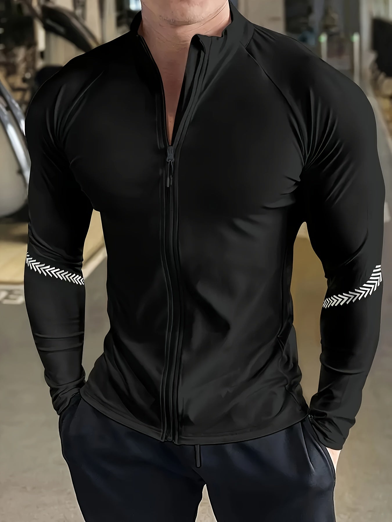 Men'S Ultra-Breathable UV Protection Long Sleeve Zip Neck Jacket, Quick-Dry Lightweight, for Intense Basketball, Cycling, Hiking & All-Outdoor Adventures