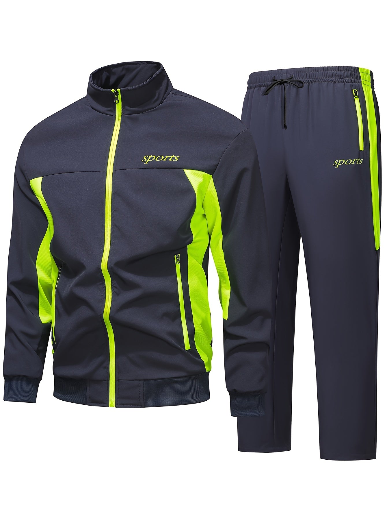 Comfortable Men's Casual Patchwork Sport Suit Jacket and Trousers Tracksuit, Streetwear Set, Casual Sportswear, Sporty Look, Stylish Tracksuit, Quality Stitching, Comfortable Fabric, Twopiece Suit, Matching Outfit, Urban Styl