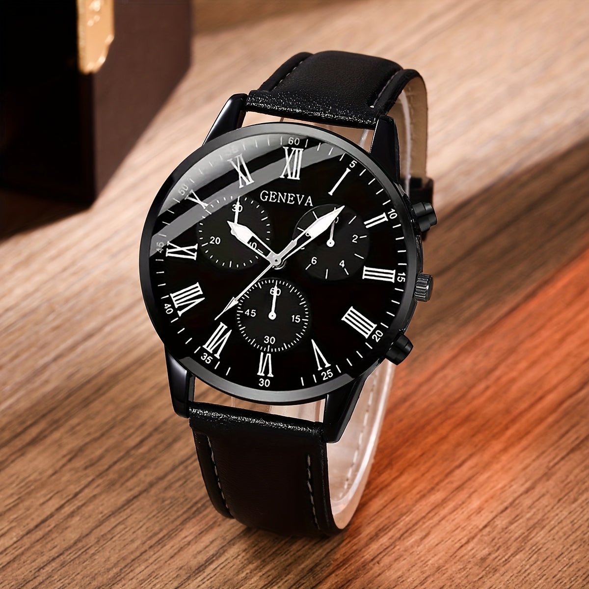 Men's Watch 2pcs/Set Sports Leisure Fashion Digital Round Dial Quartz Watch And PU Woven Wrap Wristband Suitable for Men Party,Holiday,Birthday Wear Or As Brother,The Best Gift for A Man(No Box)