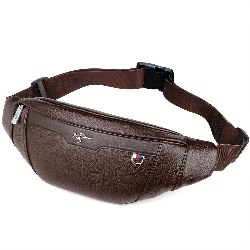 Men's Synthetic Leather Crossbody Bag - Adjustable Strap, Multiple Compartments, Lightweight Waist Pack for Hiking, Cycling & Daily Commute, Black, Cycling Bag | Modern Crossbody Bag | Adjustable Strap Bag