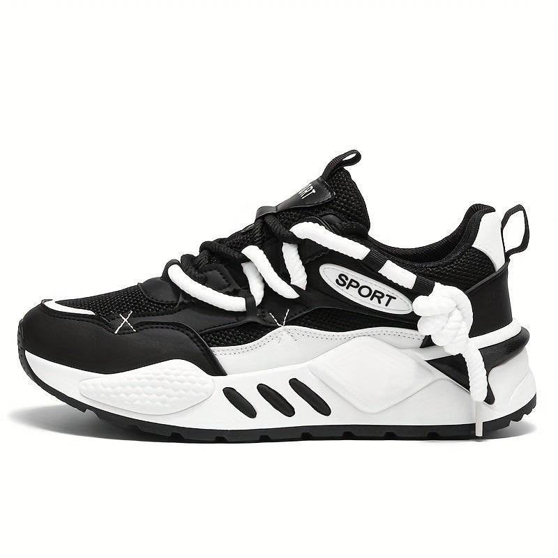Double Lace Trendy Platform Sneakers, Soft Sole Comfy Jogging Shoes For All Seasons