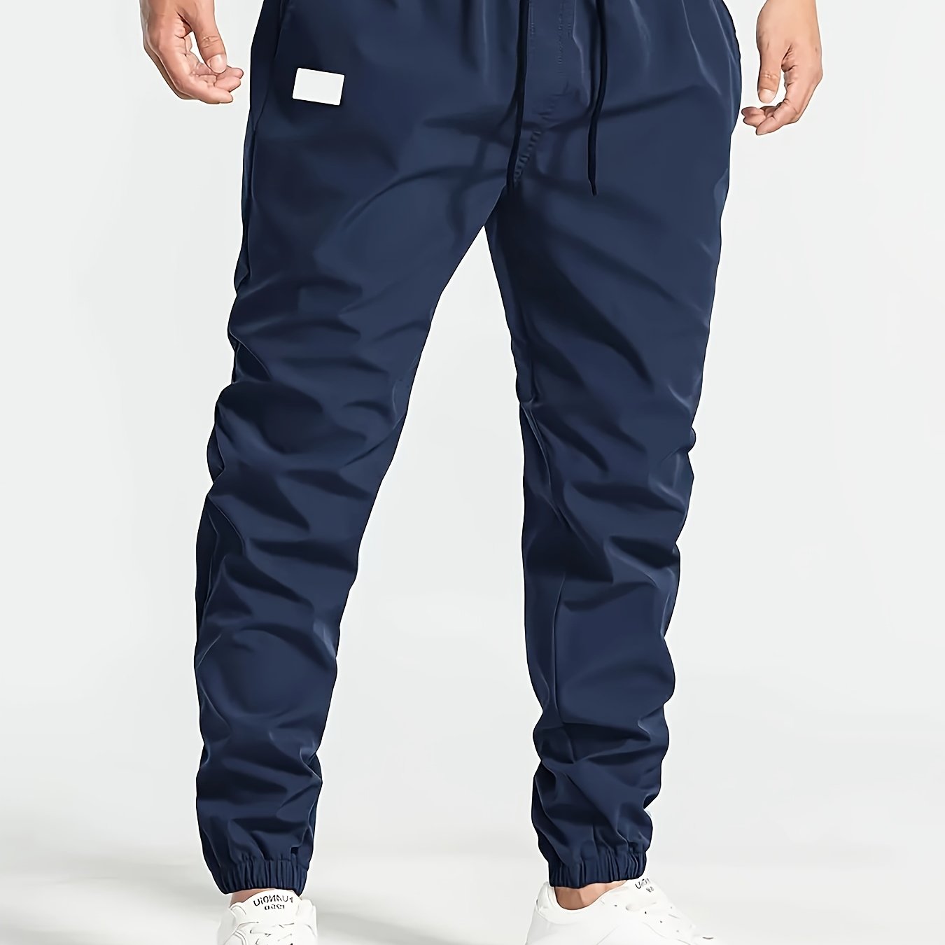 Men's Solid Color Drawstring Cargo Pants - Casual, Loose Fit with Multiple Pockets, Machine Washable