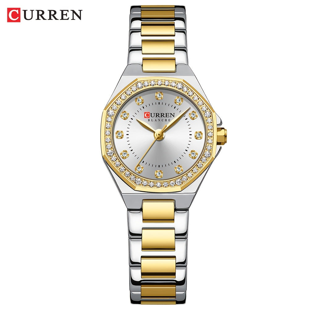 CURREN Women's Elegant Fashion Luxury Rhinestone-Adorned Small Dial Watch - Stainless Steel Band, Zinc Alloy Case,, Analog Display - Ideal for Business & Social Events, Perfect Gift, CURREN