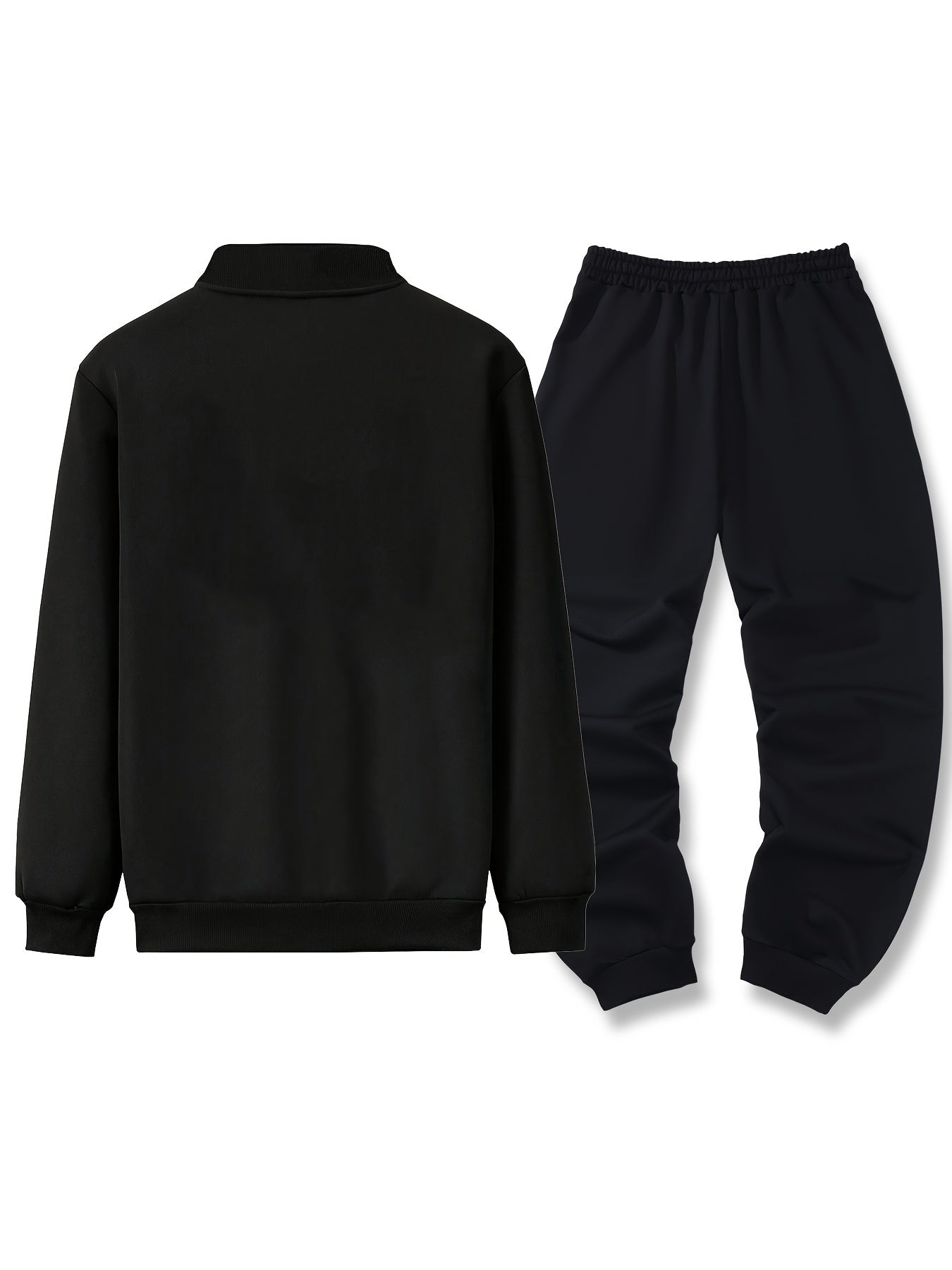 Men's Spring/Fall Casual Zip-Up Jacket & Drawstring Sweatpants Set in Olive Green & Black - Durable Polyester, Machine Washable, with Pockets for Everyday Style