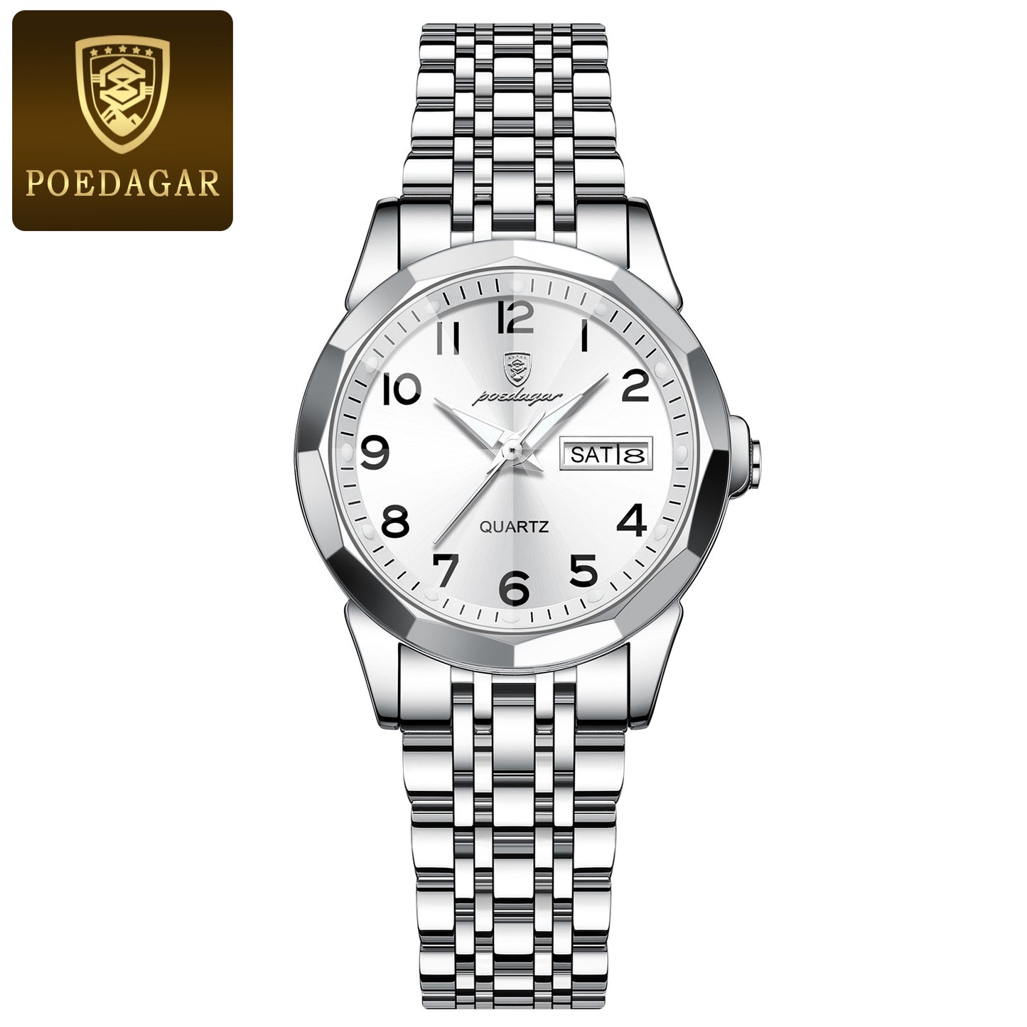 Elegant Women'S Quartz Watch with Date Display - Waterproof, Durable Zinc Alloy Case & Stainless Steel Band, Golden-Tone Dial, Ideal for Casual Attire & Gifting, Waterproof Watch | Elegant Timepiece | Quartz Movement
