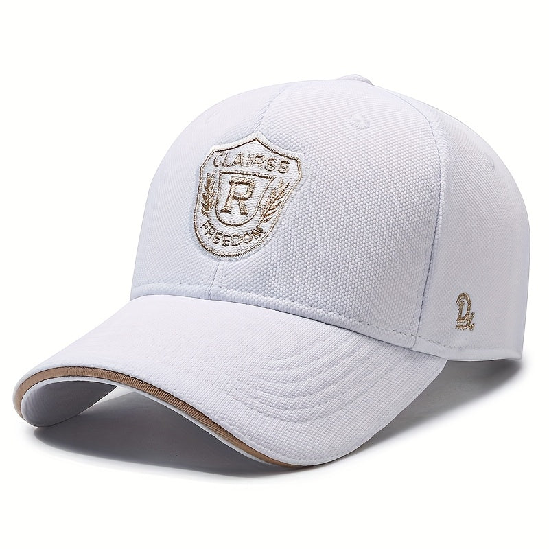 1pc CLAIRS R Embroidered Baseball Cap - Adjustable Lightweight Curved Brim Hat for Men & Women, Black with Golden Logo, Casual Outdoor Wear, Outdoor Headwear|Stylish Baseball Cap|Lightweight Ha
