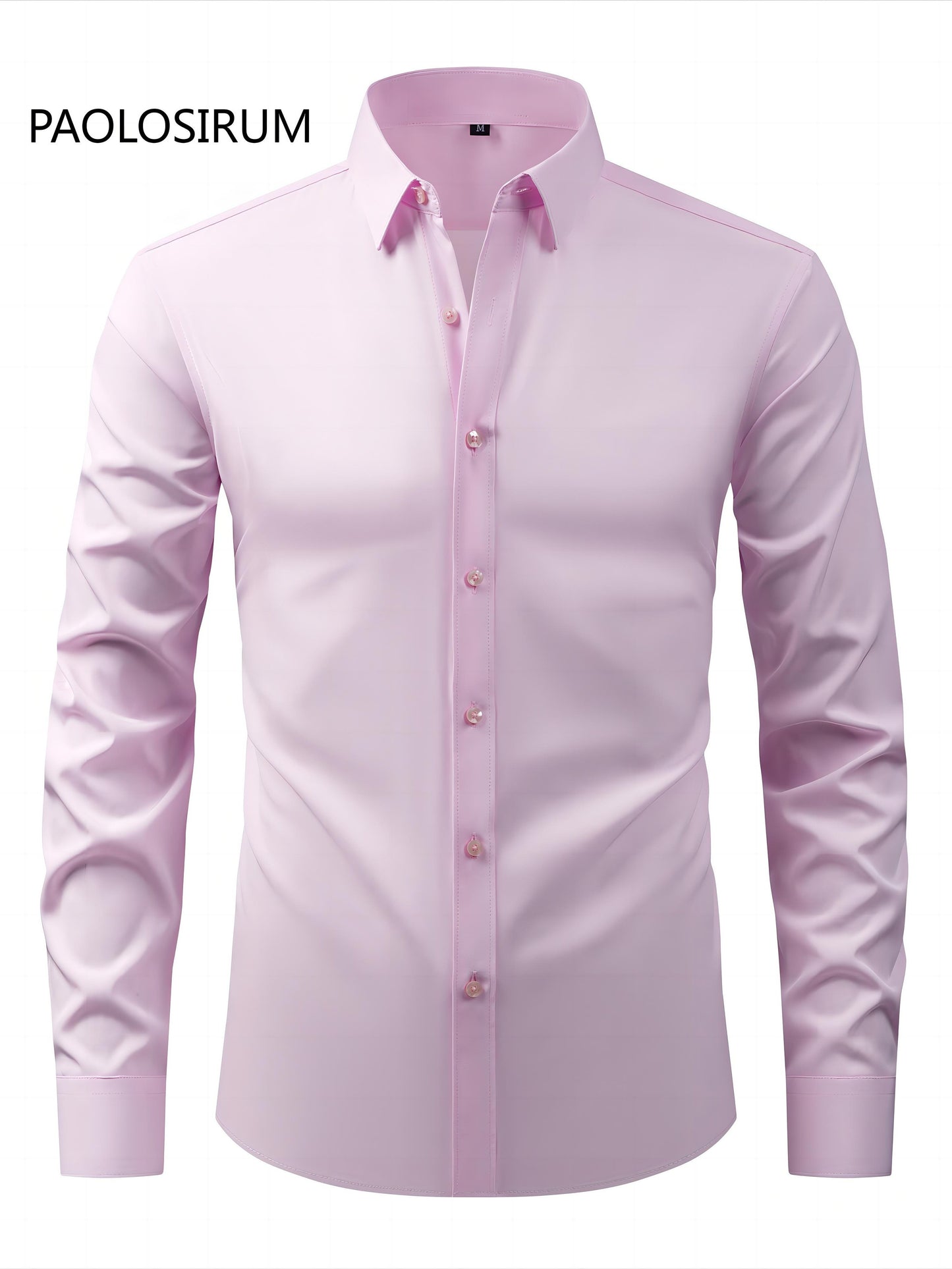 2025 New Men'S Business Slim-Fit Long-Sleeve Shirt, Wrinkle-Free, Elastic, And Smooth Fabric.