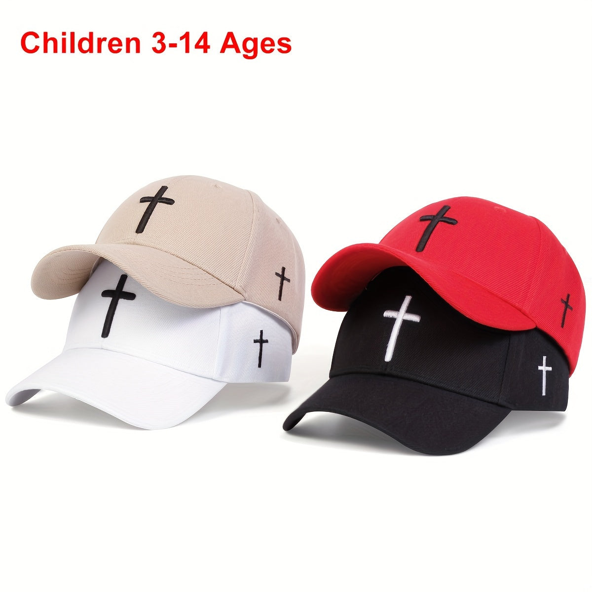 Adjustable Sun Protection Baseball Cap for Boys - Black with White Cross Design, Polyester, Fitted Closure, Ideal for Outdoor Activities, Travel, and Beach, Travel Headgear | Stylish Headgear | Adjustable Headgear