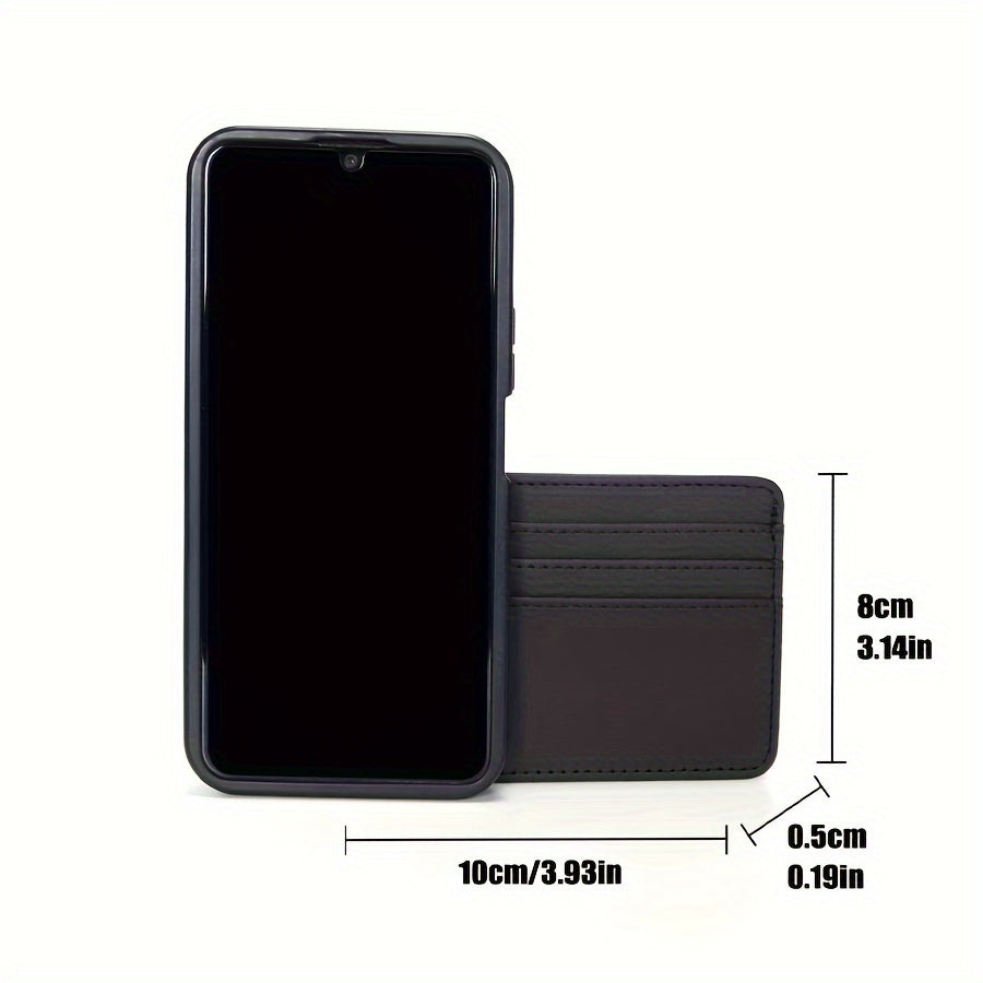 1pc Sleek Black Faux Leather Card Holder - Ultra-Slim, Multi-Slot Design, Compact Wallet with Secure Snap Closure for Everyday Use